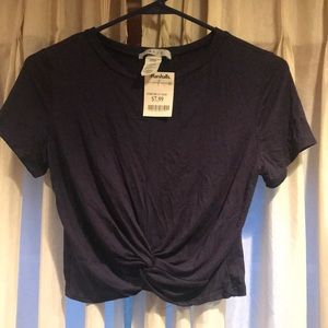 Navy crop shirt